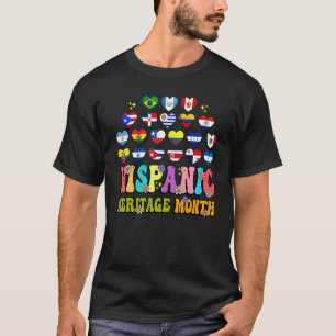 Hispanic Heritage Month Latino Countries Flag Retr T-Shirt