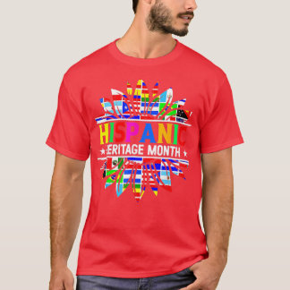 Hispanic Heritage Month Latino Countries Flags Sun T-Shirt