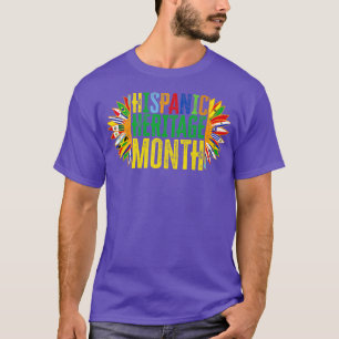 Hispanic Heritage Month Latino Countries Flags Sun T-Shirt