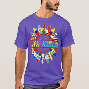 Hispanic Heritage Month Latino Countries Flags Sun T-Shirt
