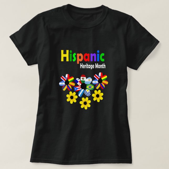 Hispanic Heritage Month Latino Countries Flags  T-Shirt (Design Front)