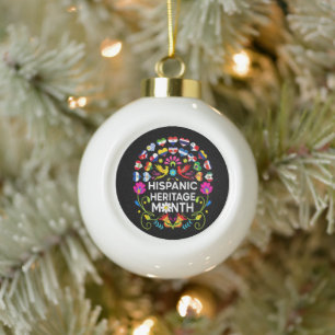 Hispanic Heritage Month National Latino Countries Ceramic Ball Christmas Ornament
