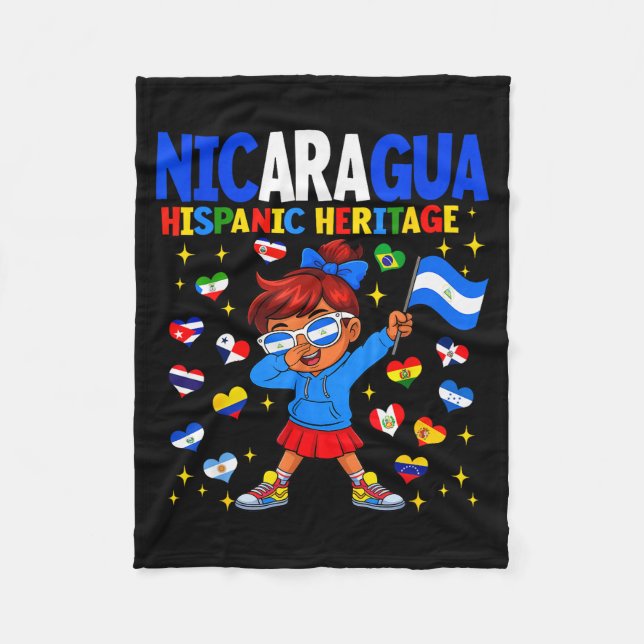 Hispanic Heritage Month Nicaragua Flag Nicaraguan  Fleece Blanket (Front)