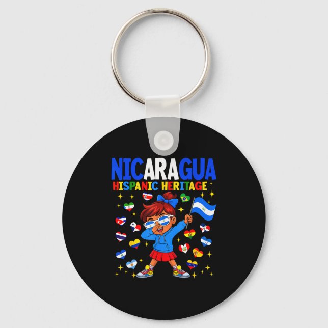 Hispanic Heritage Month Nicaragua Flag Nicaraguan  Key Ring (Front)
