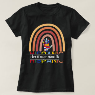 Hispanic Heritage Month ,Rainbow Hand Flags ,hispa T-Shirt