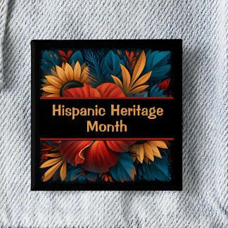 Hispanic Heritage Month Square Pinback 15 Cm Square Badge