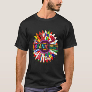 Hispanic Heritage Month Sunflower Latino Countries T-Shirt