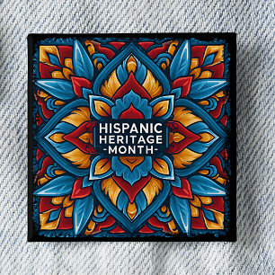 Hispanic Heritage Month Talavera Tile Pinback 15 Cm Square Badge
