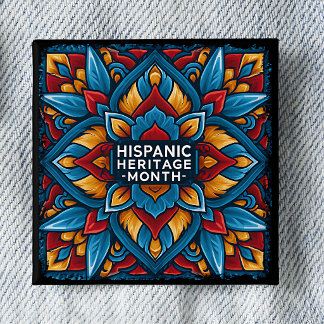 Hispanic Heritage Month Talavera Tile Pinback 15 Cm Square Badge