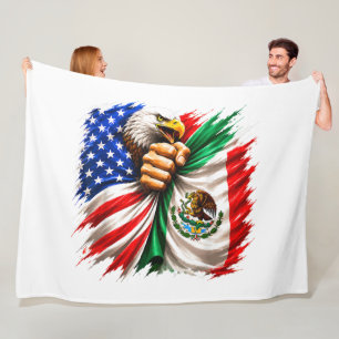 Hispanic Heritage Month USA Mexico Flag Fleece Blanket