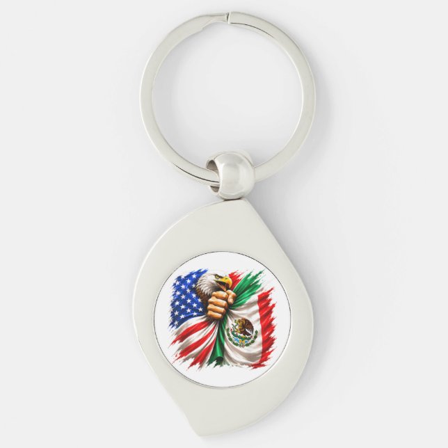 Hispanic Heritage Month USA Mexico Flag Key Ring (Front)