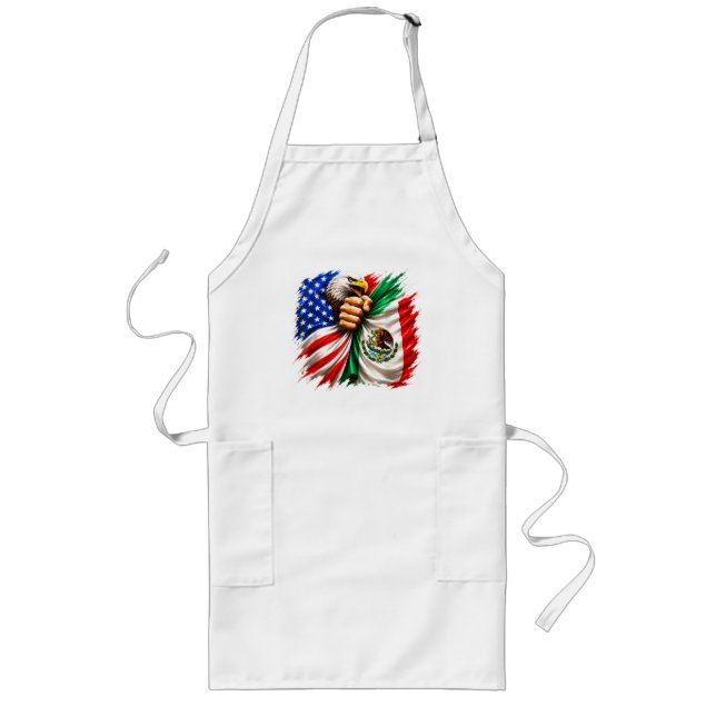 Hispanic Heritage Month USA Mexico Flag Long Apron (Front)