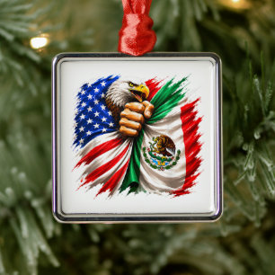 Hispanic Heritage Month USA Mexico Flag Metal Ornament