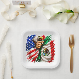 Hispanic Heritage Month USA Mexico Flag Paper Plate