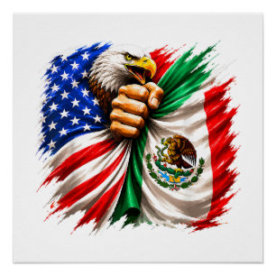 Hispanic Heritage Month USA Mexico Flag Poster