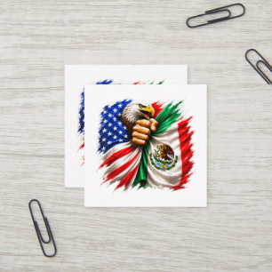 Hispanic Heritage Month USA Mexico Flag Square Business Card