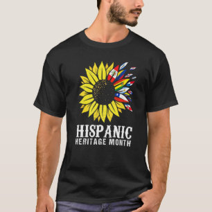 Hispanic Heritage Sunflower Latino Countries Flags T-Shirt