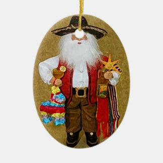 Hispanic Mexican Southwestern Texan Santa Claus Ceramic Tree Decoration