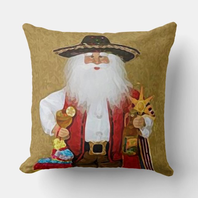 Hispanic Mexican Southwestern Texan Santa Claus Cushion (Front)