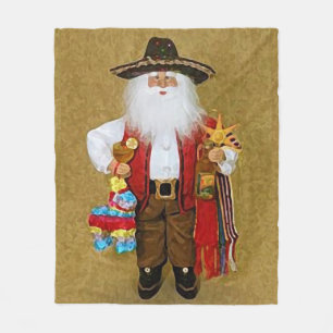 Hispanic Mexican Southwestern Texan Santa Claus Fleece Blanket
