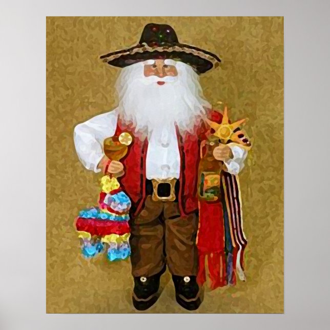 Hispanic Mexican Southwestern Texan Santa Claus Poster (Front)