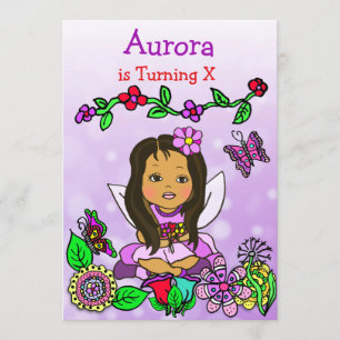 Hispanic or African-American Fairy Birthday Invitation