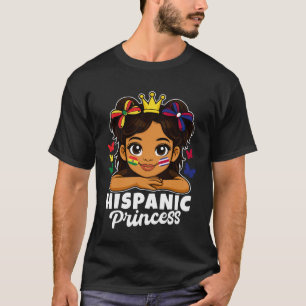 Hispanic Princess Girl Bolivia and Costa Rica Flag T-Shirt