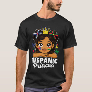 Hispanic Princess Girl Cuba and Bolivia Flag Herit T-Shirt
