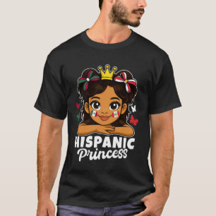 Hispanic Princess Girl Mexico and Peru Flag Herita T-Shirt