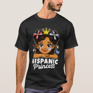 Hispanic Princess Girl Peru and Argentina Flag Her T-Shirt