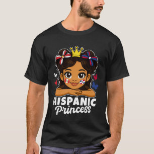 Hispanic Princess Girl Peru and Dominican Flag Her T-Shirt