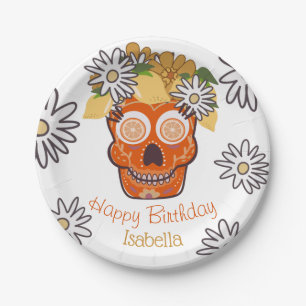 Hispanic Sugar Skull Fall Birthday Paper Plate