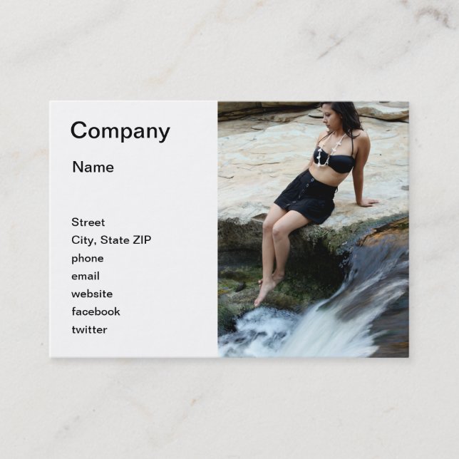 Hispanic Woman Waterfall Business Card (Front)
