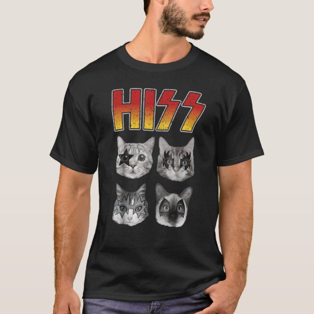HISS Cat  Cats Kittens Rock Music Cat  Hiss T-Shirt (Front)