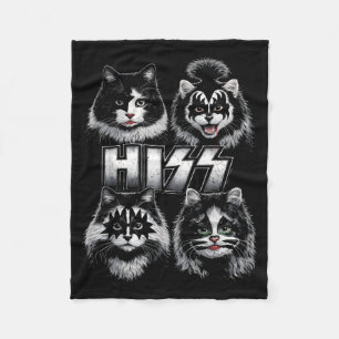 Hiss Cat Funny Kittens Rock Music Lovers Birthday Fleece Blanket