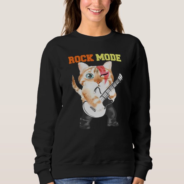 Hiss Cats Kittens Rock Rockin Mode Pun Sweatshirt (Front)