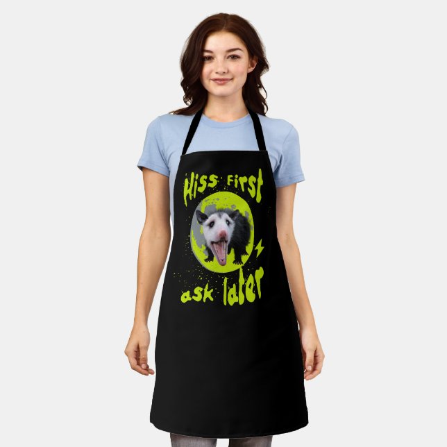 Hiss First Ask Later Funny Opossum Humour  Apron (Worn)