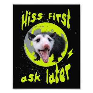 Hiss First Ask Later Funny Opossum Humour  Photo Print