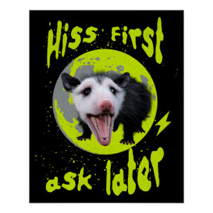 Hiss First Ask Later Funny Opossum Humour  Poster