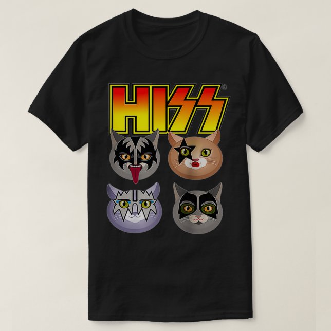Hiss Funny Cats Kittens Rock Rockin Gift Tee Pun  (Design Front)