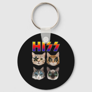Hiss Funny Cats Kittens Rock Rockin Short Sleeve G Key Ring