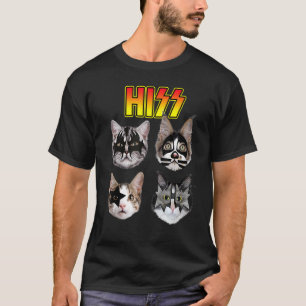 Hiss Funny Cats Kittens Rock Rockin   Tee Pun