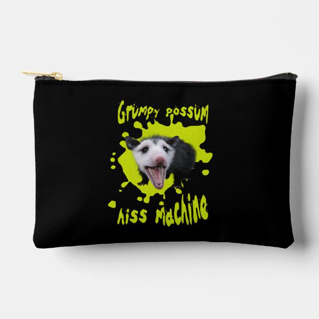 Hiss Machine Funny Grumpy Opossum Feral Humour Accessory Pouch (Front)