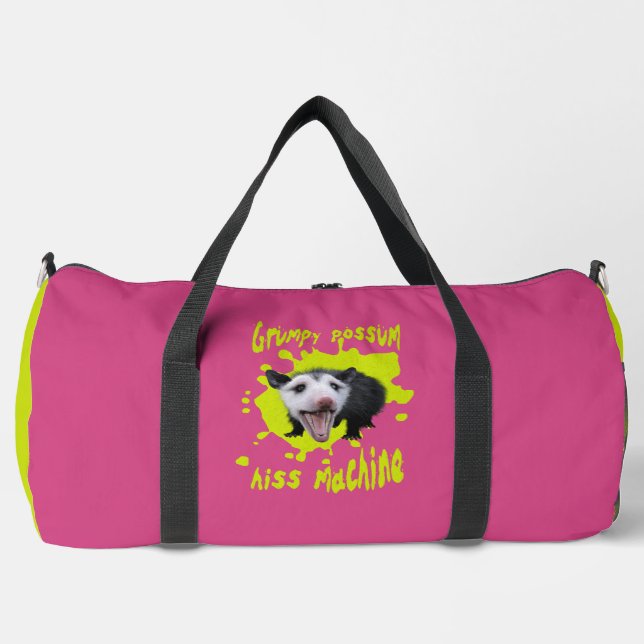 Hiss Machine Funny Grumpy Opossum Feral Humour Duffle Bag (Front)