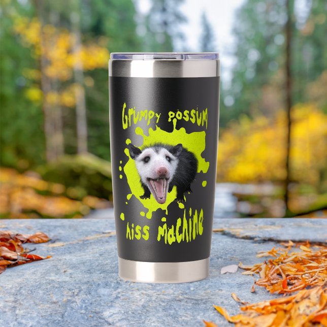 Hiss Machine Funny Grumpy Opossum Feral Humour Insulated Tumbler (Outdoor (Rotated))