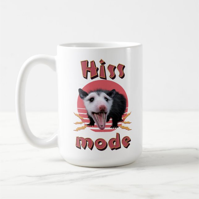 Hiss Mode Funny Opossum Hissing Coffee Mug (Left)
