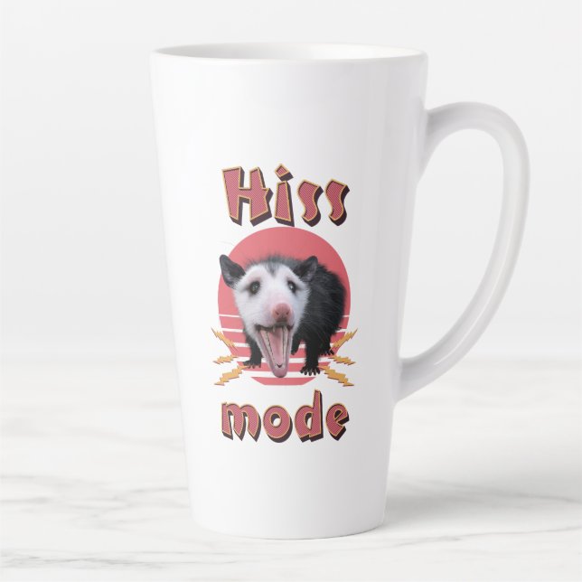 Hiss Mode Funny Opossum Hissing Latte Mug (Right)