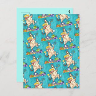 HISS N' FITZ CAT IN BIRTHDAY SUIT, CAKE & CANDLES POSTCARD