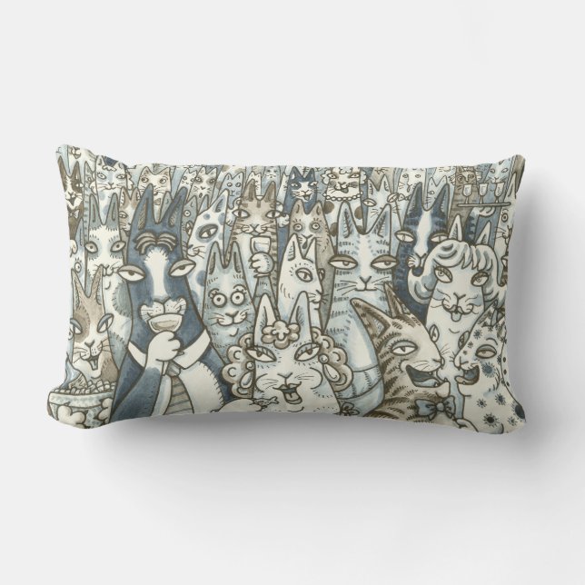 Hiss N' Fitz CAT PARTY LUMBAR PILLOW Customise (Front)