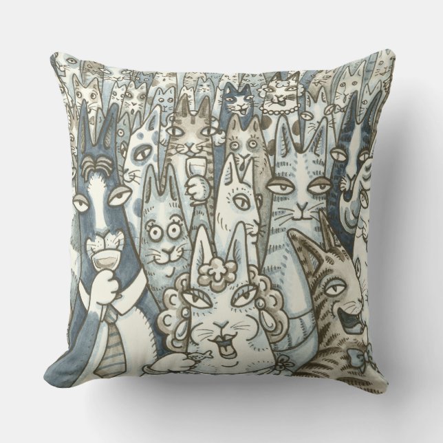 Hiss N' Fitz CAT PARTY THROW PILLOW (Front)